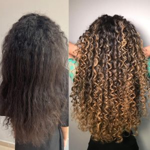 Antes e depois de cabelo cacheado: corte e finaliza&ccedil;&atilde;o de cachos em S&atilde;o Carlos